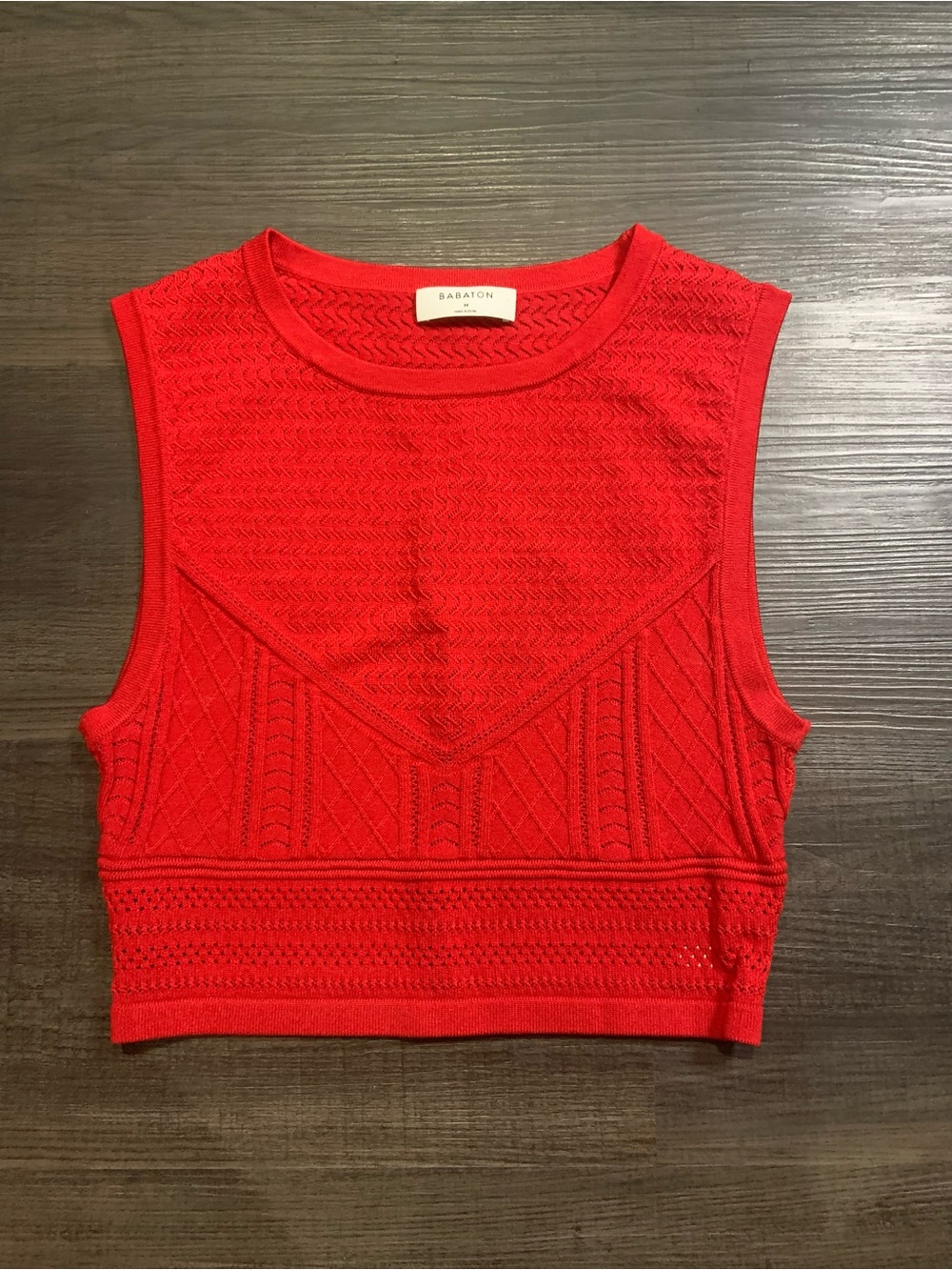 Babaton Bright Red Knit Cropped Tank